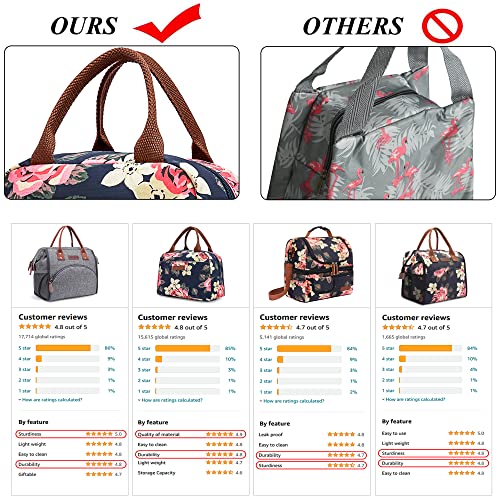 Lokass Lunch Bag Women Insulated Lunch Box Water-Resistant Lunch Tote Thermal Lunch Cooler Soft Liner Lunch Bags For Girls Lady Adults Work/College/Picnic/Beach/Fishing (Peony) #TOP5
