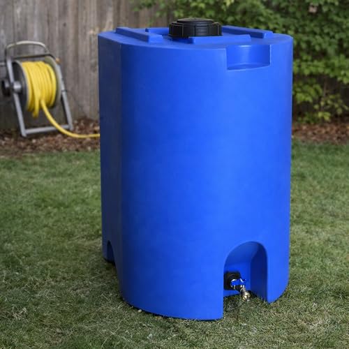 Image of WaterPrepared 55 Gallon Unique Stackable Utility Water Tank, Blue