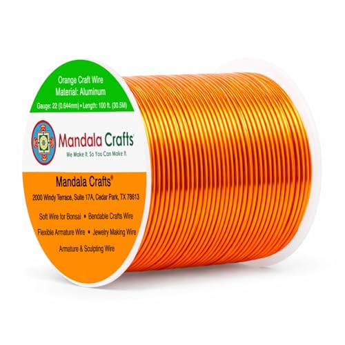 Image of Mandala Crafts 22 Gauge Orange Anodized Aluminum Craft Wire, 100 FT | Colored, Flexible, Bendable, for Bonsai, Armature, Sculpting, Wire Wrapping, Jewelry Making, Weather & Tarnish Resistant
