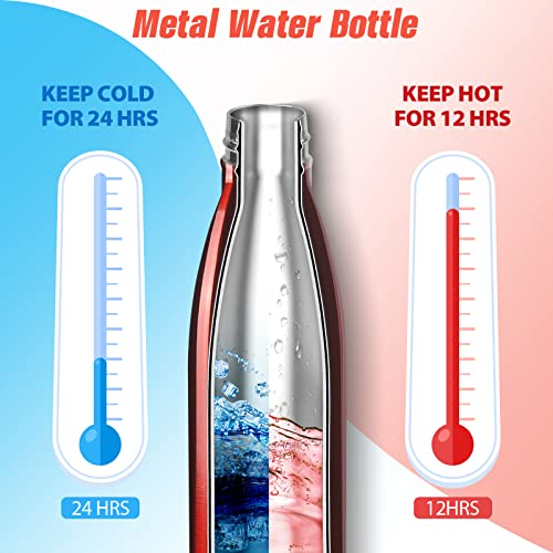 Image of Sfee Insulated Water Bottle, 17 oz Stainless Steel Water Bottles, Double Wall Vacuum Reusable Water Bottles Leak Proof BPA-FREE Sports Bottle Cup Keep Hot&Cold for Running Gym Workout Cycling Kids