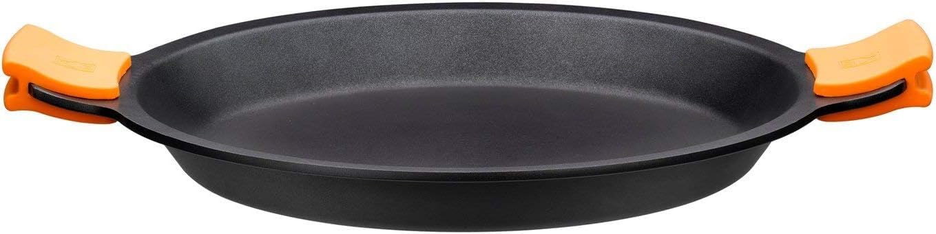 Bra Efficient Aluminium Non Stick Paella Pan - 40cm. 100% Recycled Paella Pan for Induction Hob with Silicone Grips. Suitable for Induction & Other Heat Sources.