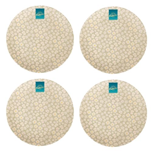 YöL Set of 4 Daisy Print Melamine Side Plates Summer Dining Outdoor Picnic BBQ Green Floral Trendy Tableware