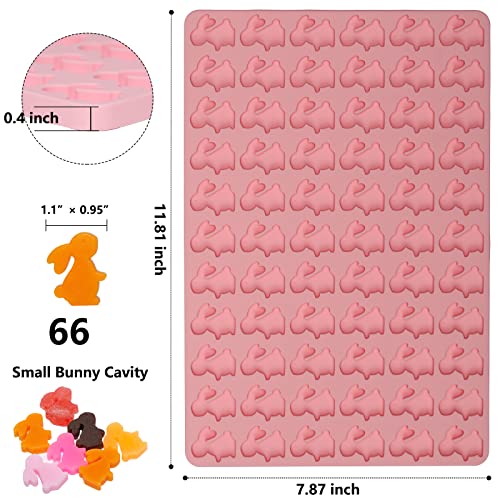 Chocolate Molds, Pink Bunny Mold For Easter, Candy Molds With 66 Cute Rabbit Cavities, Adorable Bunny Silicone Mold For Making Chocolate/Biscuit/Gummy/Cookie/Jelly/Resin/Ice Cube, Food Grade Non-Stick #TOP1