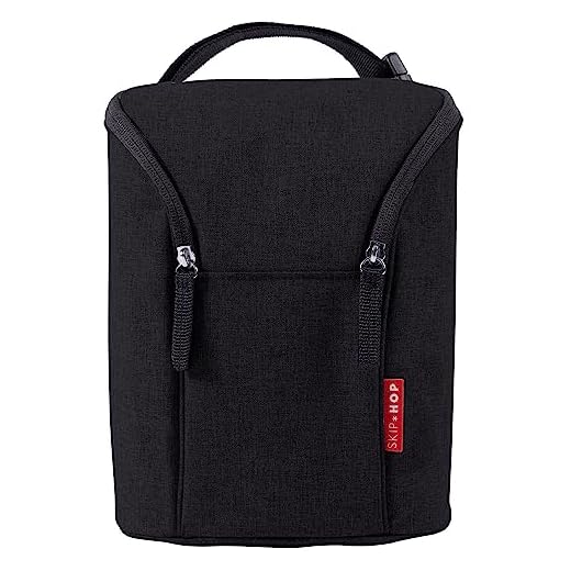 Skip Hop Insulated Breastmilk Cooler And Double Baby Bottle Bag, Black