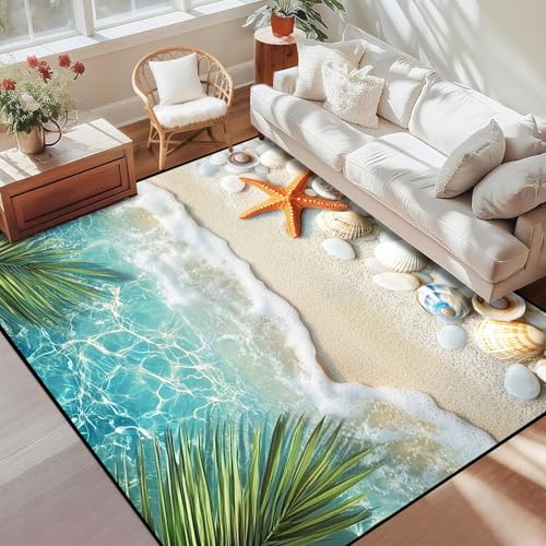 Tapete decorativo 120x180 cm con diseño de playa miniatura 3