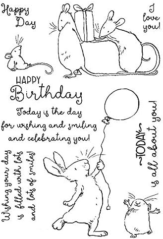 Rabbits Hugs Kisses Happy Anniversary Dies and Stamp Sets for Card Making Metal Cutting Dies Match Clear Rubber Stamp Sets for DIY Scrapbooking Paper Crafting Valentiene's Day Handmade Card Gifts