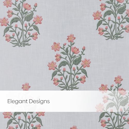 Image of haus & kinder Sheer Door Curtain 7 Feet Long Pack of 1 Door Curtain, 7 Feet Curtain for Door, Light-Filtering & Breathable (Floral Spring, Multicolor 114x213cm)
