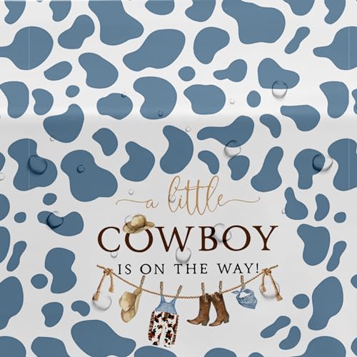 Image of Western Cowboy Baby Shower Tablecloth Decorations - Disposable Little Cowboy Baby Boy Table Decorations Tablecover, Wild West Rodeo Baby Shower Supplies Table Cloth - 3 Pack (54in x 108in)