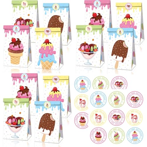 24 Stück Strand-Papiertüten Für Sommer-Partys – Goodie-Bags Für Kinder, Bunt, 20x15 Cm