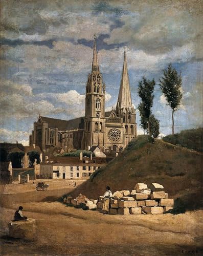 Impression sur Toile Cathédrale de Chartres Corot - Tableau Finition Premium