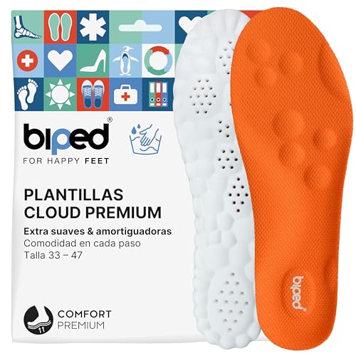 biped plantillas Cloud extra suaves para deporte, uso diario y calzado laboral – Plantillas ortopédicas amortiguadoras con cojín de talón – Espuma masajeadora z2938(orange,42-44)