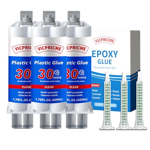 Image of Vicpricme Plastic Glue Epoxy Glue for Plastic All Purpose Clear 3Pcs | Bonds Most Plastics - Works on hard plastic, carbon fiber & fiberglass for automotive & DIY repair
