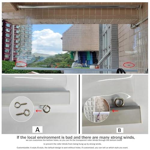 Tende antivento per esterni, resistenti, trasparenti, impermeabili, avvolgibili, per patio, veranda, gazebo e terrazza, dimensioni 135 cm x 180 cm (larghezza x altezza)