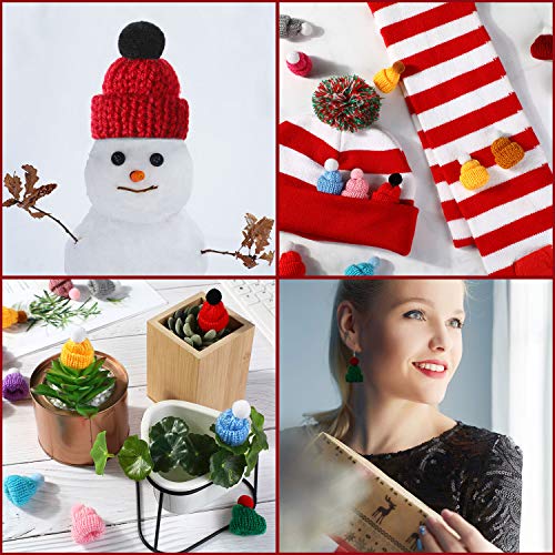 WILLBOND 80 Mini Bonnets Tricotés De Noël – 20 Styles, Pompons – Déco Sapin, Bricolage, Accessoires Poupées, Bouteilles