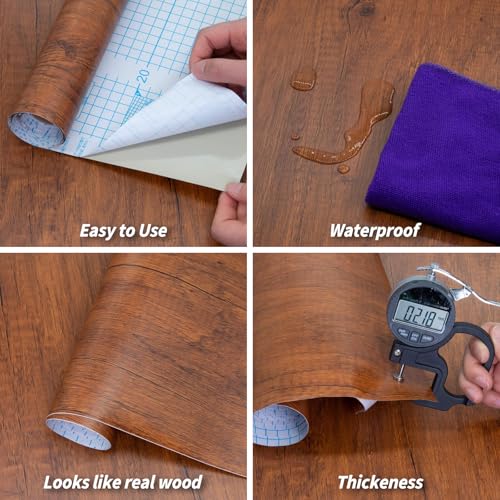 Papel de contacto de grano de madera autoadhesivo y extraíble con herramientas para cocina 4