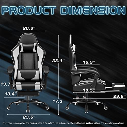 Homall Gaming Chair, Video Game Chair With Footrest And Massage Lumbar Support, Ergonomic Computer Chair Height Adjustable With Swivel Seat And Headrest (White) #TOP4