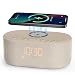 Sound Machine Alarm Clock for Bedrooms: Bluetooth 10W Stereo Sound Speaker with Wireless Charging - White Noise Machine for Sleeping with 21 Soothing Sounds - Putty