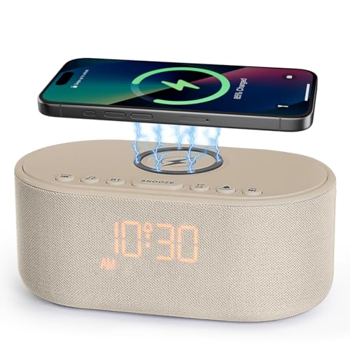 Sound-Machine-Alarm-Clock-for-Bedrooms-Bluetooth-10W-Stereo-Sound-Speaker-with-Wireless-Charging-White-Noise-Machine-for-Sleeping-with-21-Soothing-Sounds-Putty Sound Machine Alarm Clock for Bedrooms: Bluetooth 10W Stereo Sound Speaker with Wireless Charging - White Noise Machine for Sleeping with 21 Soothing Sounds - Putty - Image 1