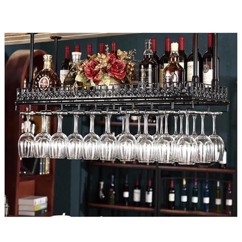 Soporte industrial redondo para vino colgante color negro 60x35 cm miniatura 1