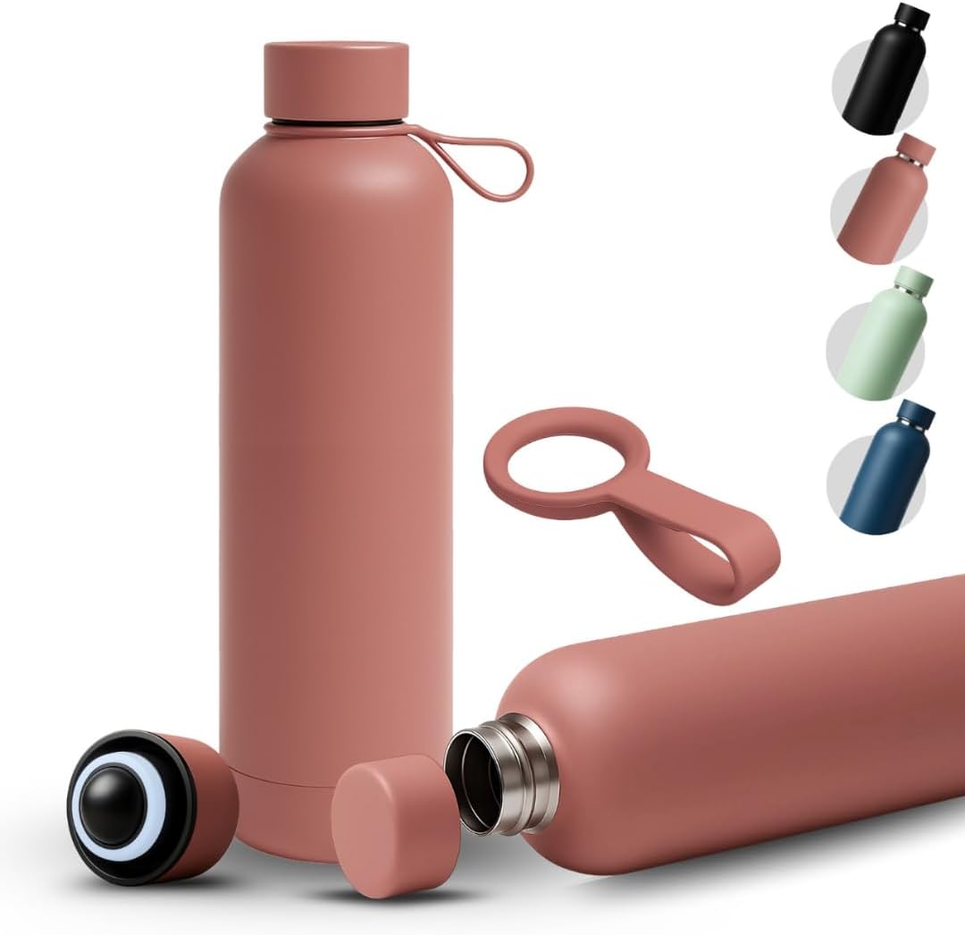 AZH 1L Stainless Steel Water Bottle 1000ml Insulated Bottle for sports Hot Water Flask Carry Handle BPA Free Drinking Thermos Flask ุฒุฌุงุฌุฉ ู
ุนุฒููุฉ (COFFEE PINK, LARGE)