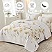Dinjoy Quilt Set Queen Cute Floral Bedspread Coverlet Yellow Flower Quilts Microfiber Lightweight Summer Bedding Sets Reversible Soft Quilted Bed Cover for All Season(96