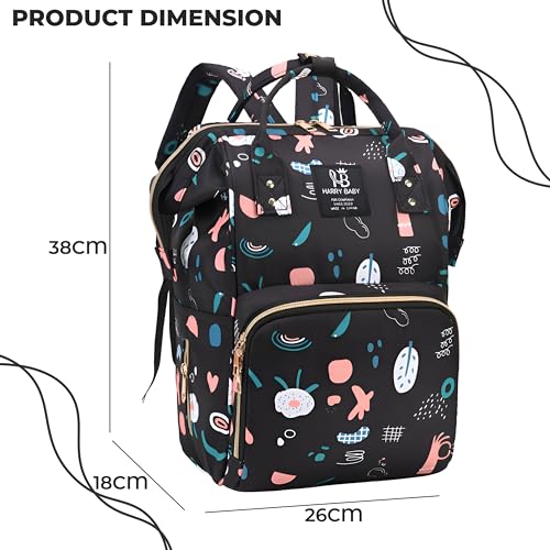 Image of BEMBIKA Diaper Bags For Mom And Dad Kids Diaper Bags For Travel Backpack With Small Bottle Pouch For Multi-Function Waterproof And Large Capacity-(Black)