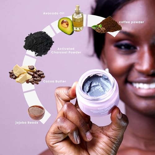 Exfoliating Face Mask Cream with Charcoal, Coffee & All Natural Ingredients, Purifying & Hydrating Skincare for Gentle Conditioning of All Skin Types, 1.06 oz