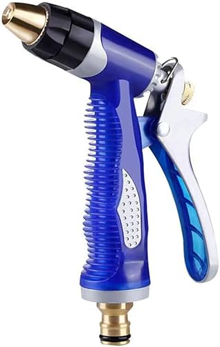 Boquilla de manguera de jardín, boquilla de pulverización de metal 100% resistente, boquilla de agua de alta presión con 4 patrones para regar el