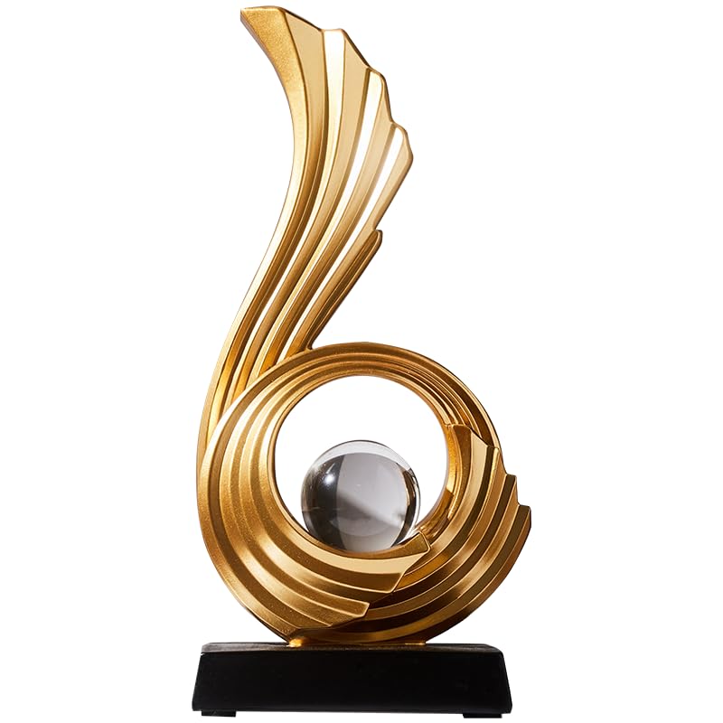 Escultura Abstracta Dorada de Resina 28.3 cm