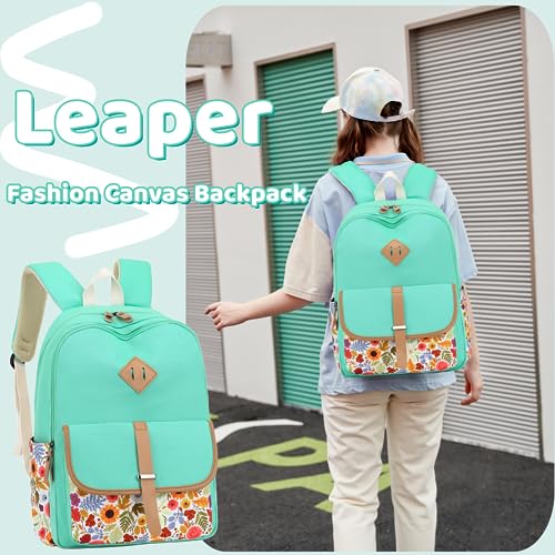 Image of Leaper Canvas School Backpack for Girls Laptop Bag Travel Bag Bookbag Daypack