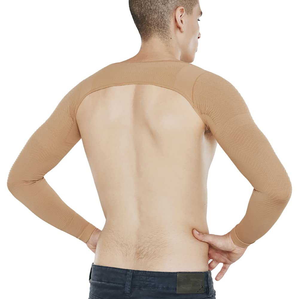 SOLIDEA Manga Compresion Brazo Unisex Slimming Sleeves Compresión Graduada 15/21 mmHg | Mangas Compresion por Linfedema, Mangas para Brazos Mujer, Mangas para Brazos Hombre (Avellana, L)