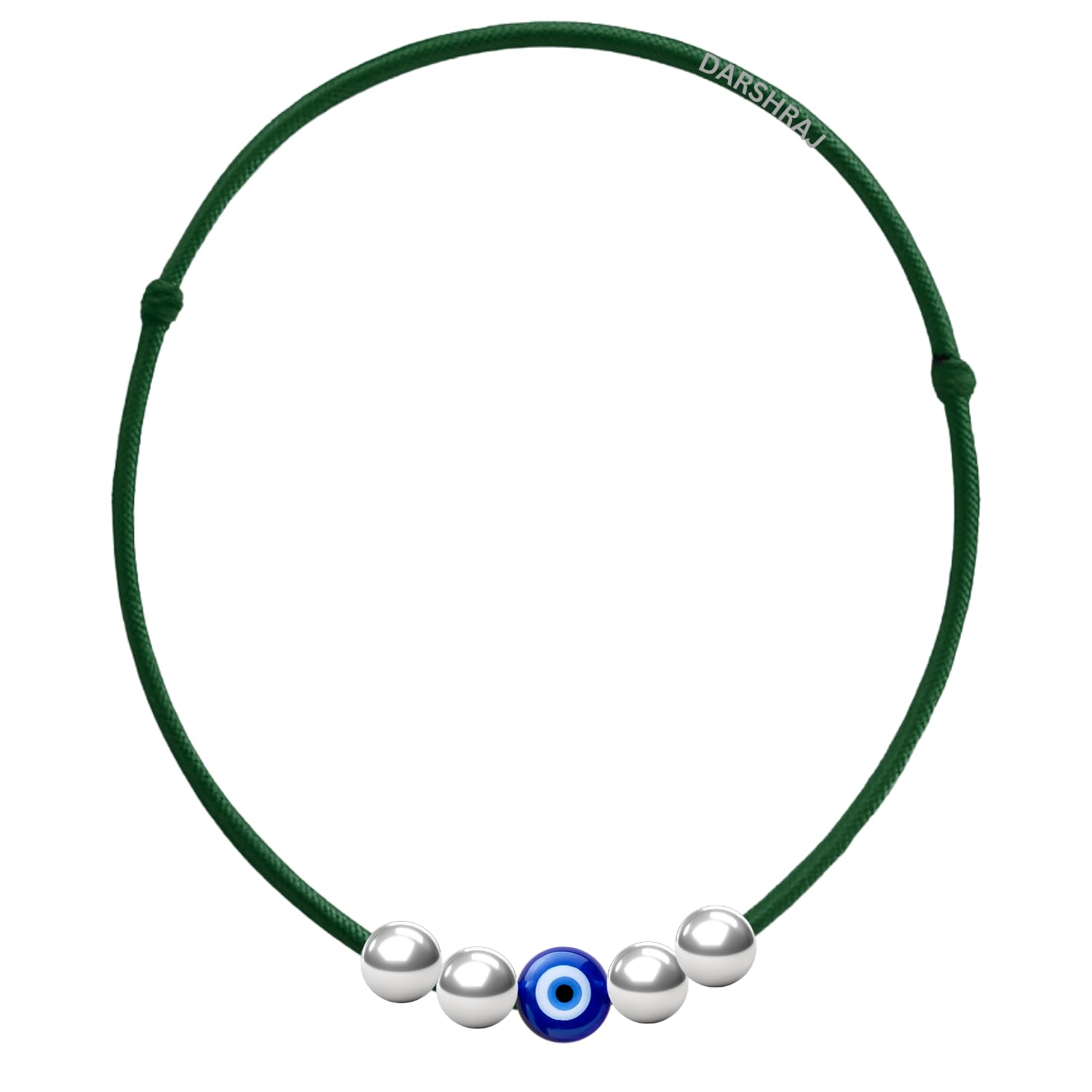 darshraj 925 Sterling Silver Handmade Nazariya Anklet for Girls & Women | Green Thread Payal with Evil Eye Beads & Silver Balls | Traditional Protective Jewelry-picture-20