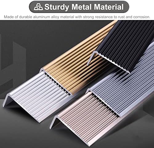 Metal Edge Trim Protector Strip, Anti Slip Stair Nosing Edge Trim, L Shape Transition Strip Threshold, Wood Laminate Vinyl Flooring Edging Trim (Color : Dark Gray)