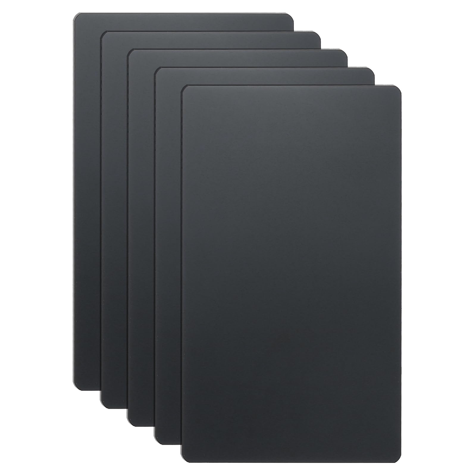 sourcing map 5pcs Metal Business Card 120 x 70 x 0.5mm 304 Stainless Steel Mirror Titanium Laser Engrave Cards Custom Blank CNC Engrave Sheet for House Office DIY Gift Invitations, Black