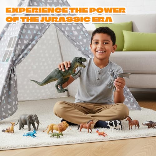 Image of PATPAT PVC Tyrannosaurus Rex Dinosaur Toy, Realistic T-Rex Figurine Ornament, Collectible Jurassic Dino Model for Kids Gift, Educational Play & Home Decoration, 31x13x17cm