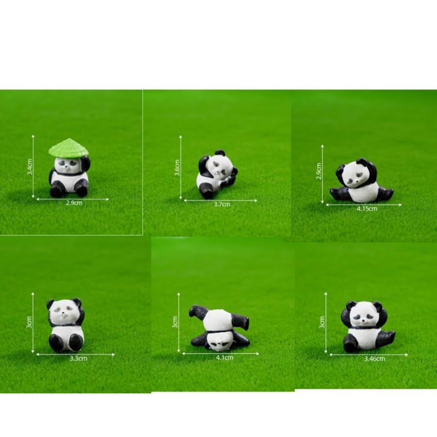 Image of Miniature Set for Home Decor, Deepawali Gift, Living Room, Figurines, Cake Decoration Items - Resin Car Dashboard Items (Multicolor) ((Panda Miniature Set of 6))