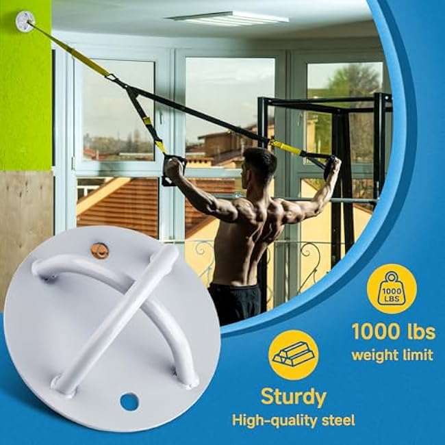 Wall and Ceiling Mount Bracket for Suspension Straps, Gymnastic Rings, Yoga Swings & Hammock Resistance Band Battle Rope