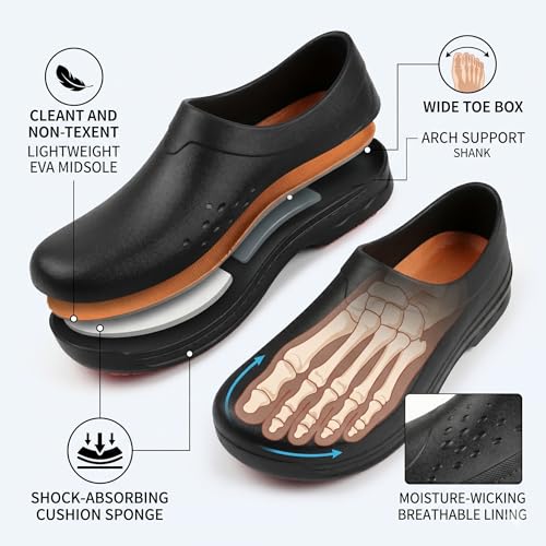 Image of LIPROFE Chef Shoes for Men,Kitchen Shoes for Men,Non Slip Work Shoes for Men Women,Oil & Water Resistant Slip-On Kitchen Work Clogs for Restaurant Nursing Garden