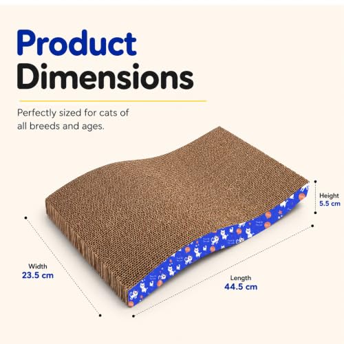 Image of Pets Empire Wave Cat Scratcher Cardboard Scratching Pad with Catnip | Reversible Corrugated Scratch Board | Protects Furniture | Durable Cat Scratcher Bed for Indoor Cats -Pack of 2