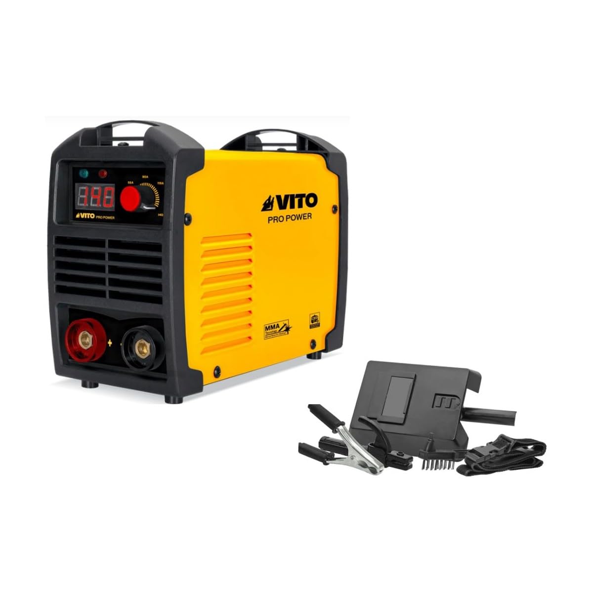 Vito Pro-Power Schweißgerät Inverter 140 Digital Bogenschweißgerät MMA 1,6-3,2 mm Stahl Edelstahl Koffer