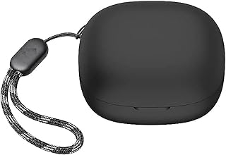 حافظة حماية من السيليكون متوافقة مع سماعات R50i مقاومة للغبار مع حلقة تعليق، لون أسود