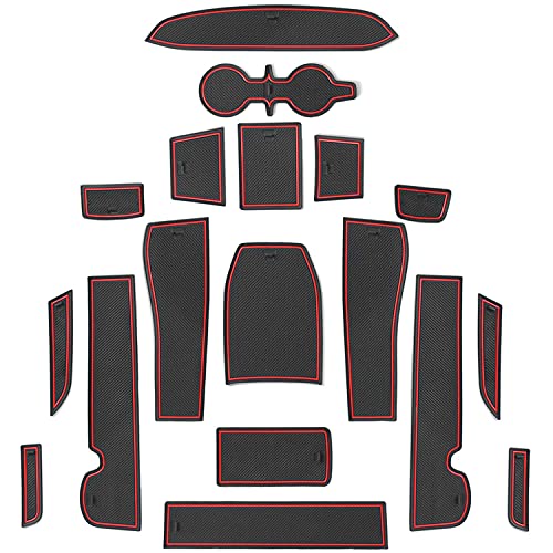 Image of CDEFG Custom Fit Cup, Door and Center Console Liner Accessories for 2021 2022 2023 Trailblazer, Car Slot Mats Cup Holder Inserts Coaster Pad Anti Slip, 19PCS (Red Colored Trim)