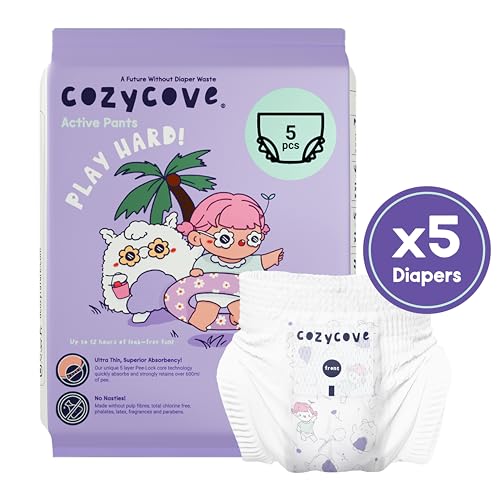 Image of Cozycove Size 7 XXXL (33-44 lbs) Pull Up Training Pants | Totally Chlorine Free, Fragrance Free | Wetness Indicator | Play Hard Slim Active Pants | 5 Count Travel