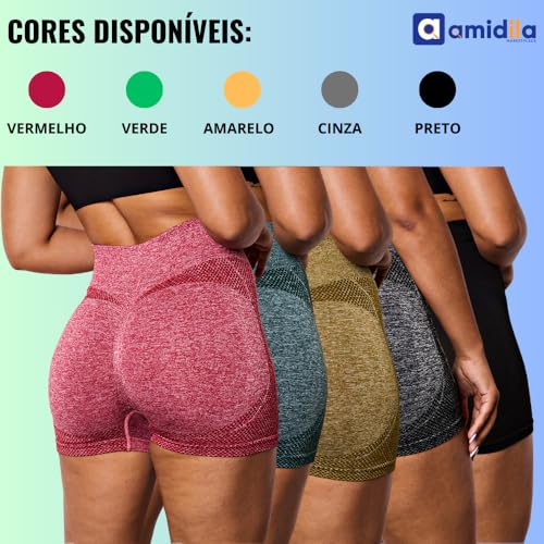 Shorts Levanta Bumbum AMidila Feminino Para Academia e Atividades Fisícas (BR, Alfa, Único, Regular,