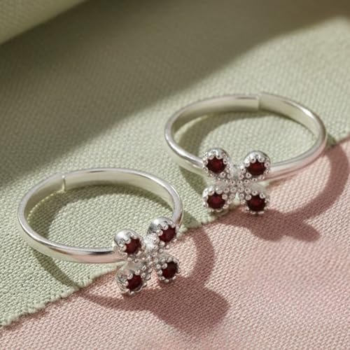 Image of SATKOTI 925 Silver Toe Rings for Women | Adjustable Pure Metal Bichiya with AAA Quality CZ Stone| BIS Hallmarked Jewelry with Authenticity Certificate | Pair of 2 Metti