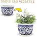 Musaner Blue and White Porcelain Plant pots with Drainage Holes and Drainage Tray for Indoor and Outdoor Plants, Ceramic Flower Pots（6.7x4.7in）