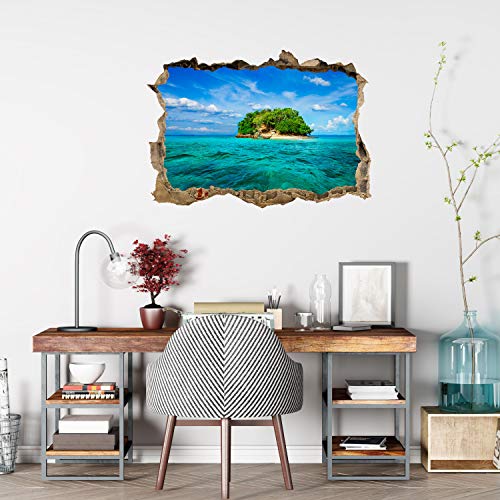 Wandmotiv24 Adesivo da Parete 3D Isola Tropicale