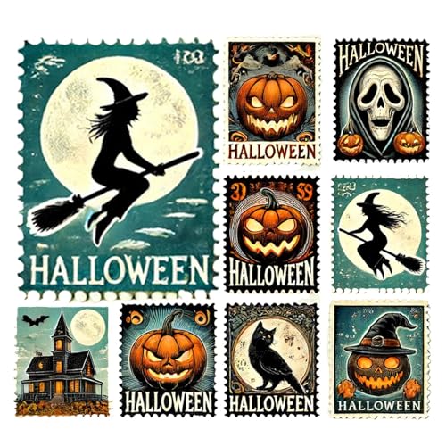 Calcomanías de Halloween – Calcomanías creativas de calabaza, divertidos sellos transparentes de papel para tarjetas, creación de diarios, álbumes de recortes, imágenes vintage de Halloween para