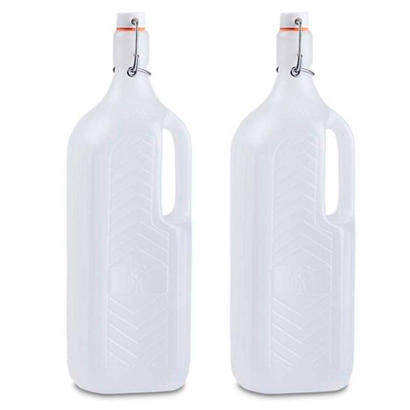Acan Tradineur - Confezione da 2 bottiglie in plastica con maniglia e tappo a pressione, riutilizzabili, per acqua, latte, frullati, succhi, bibite, frigorifero, campeggio (1,5 litri, 32 x 10 x 9 cm)