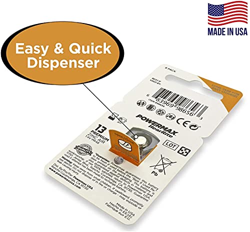 Powermax Size 13 Hearing Aid Batteries, Orange Tab, 64 Count #TOP3